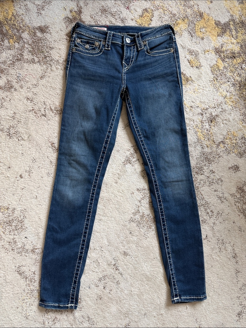 True Religion Women's Indigo Skinny Jeans with Contrast Stitching